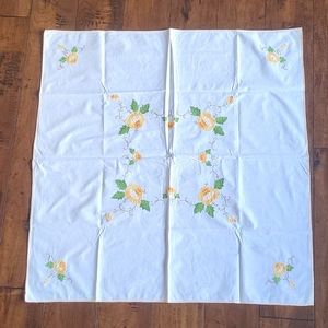 Vintage cotton appliqué square tablecloth